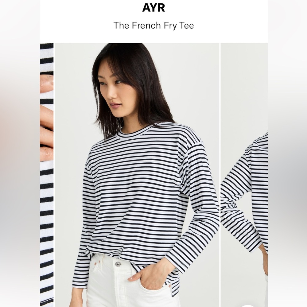 AYR Navy and White Cotton Fry Tee